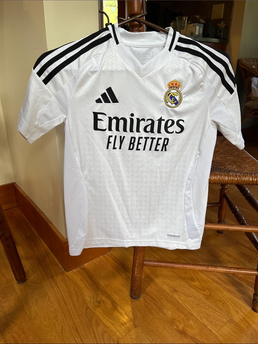 adidas White & Black Real Madrid Kids Jersey